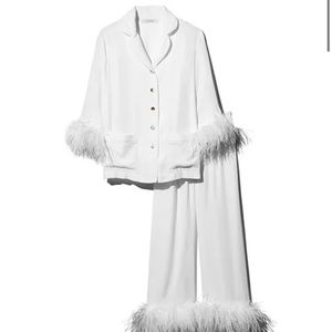NWT Sleeper feather trimmed pajamas